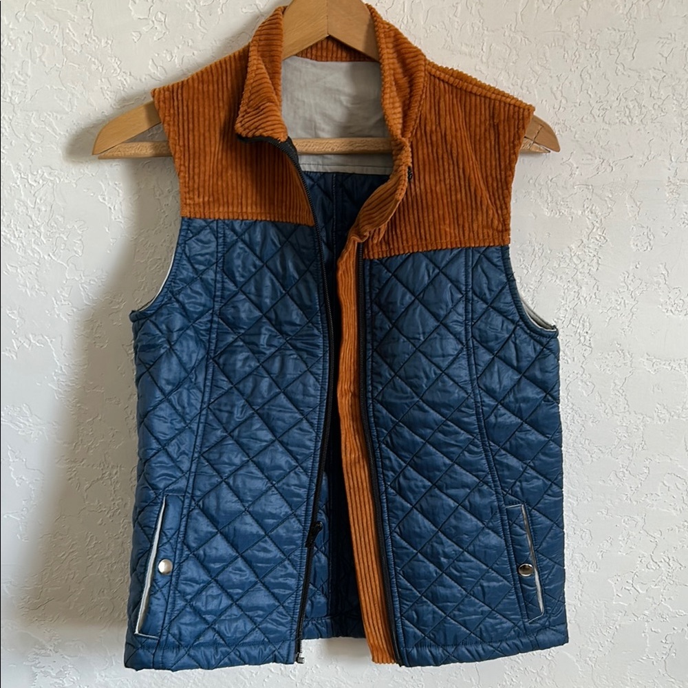 Women’s Quilted Blue and Orange Vest